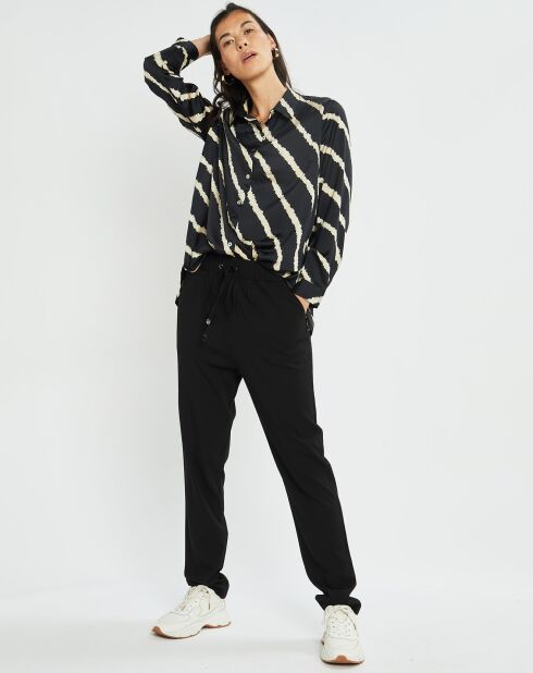 Chemise satinée Ciara zèbre noir/écru