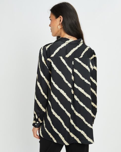 Chemise satinée Ciara zèbre noir/écru