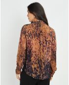 Chemise satinée Elsa imprimée santal marron