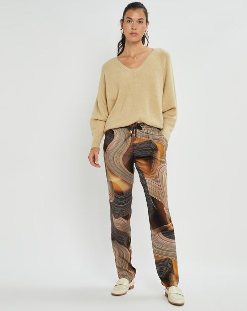 Pantalon satiné Store imprimé café