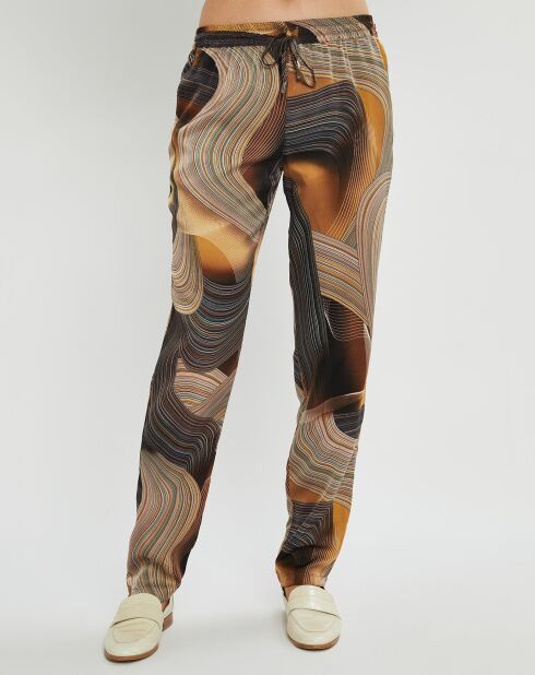 Pantalon satiné Store imprimé café