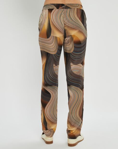 Pantalon satiné Store imprimé café