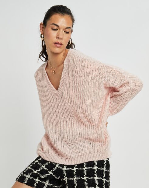 Pull en Mohair mélangé Anouk rose pâle