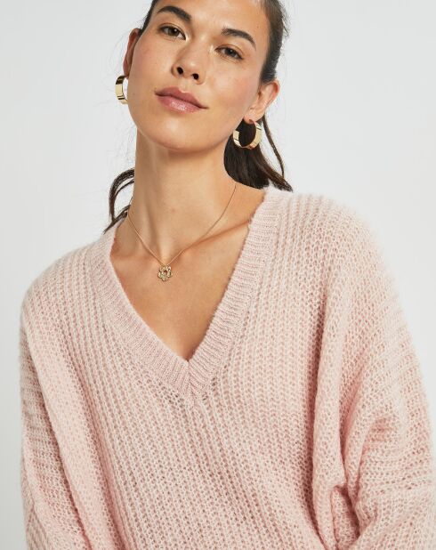 Pull en Mohair mélangé Anouk rose pâle