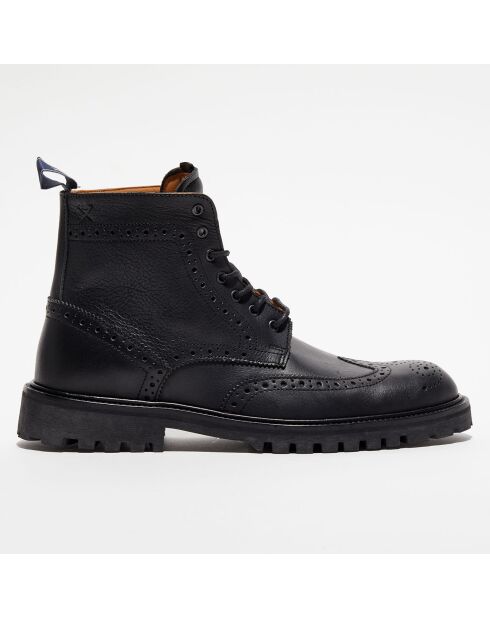 Schwarze britische Schnürstiefel aus Leder