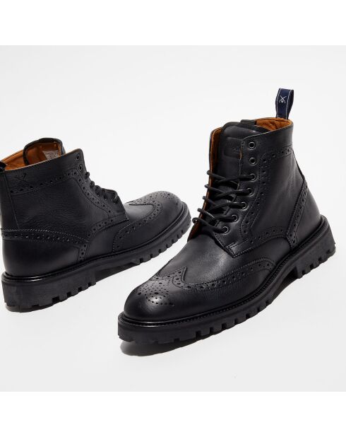 Schwarze britische Schnürstiefel aus Leder