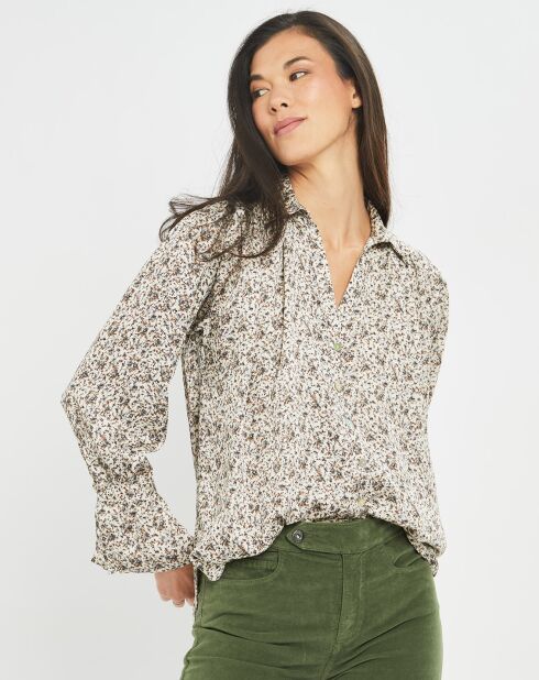 Chemise satinée Store liberty écru/multicolore