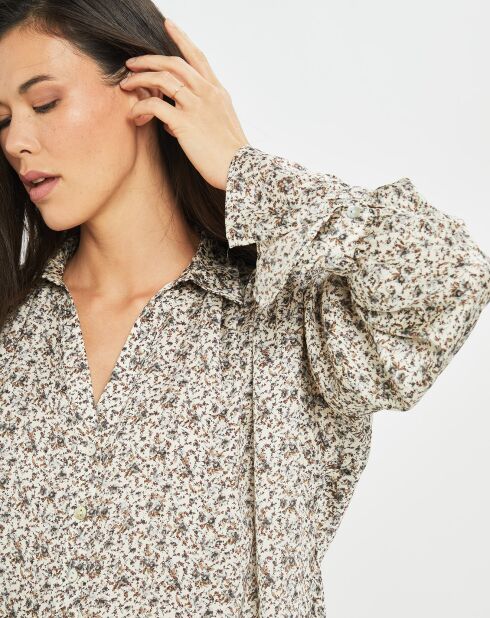 Chemise satinée Store liberty écru/multicolore