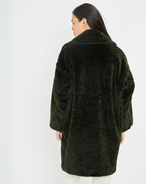 Manteau en Fausse Fourrure Luna vert forêt foncé