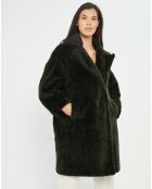 Manteau en Fausse Fourrure Luna vert forêt foncé