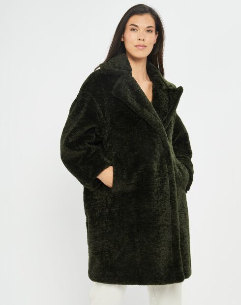 Manteau en Fausse Fourrure Luna vert forêt foncé