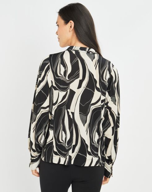 Blouse fluide Store imprimée rétro noir/écru