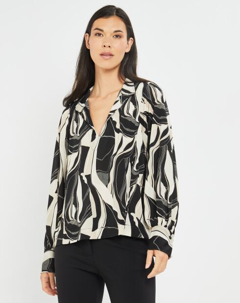 Blouse fluide Store imprimée rétro noir/écru