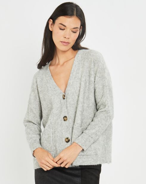 Cardigan en Laine & Mohair mélangés Basal à sequins gris