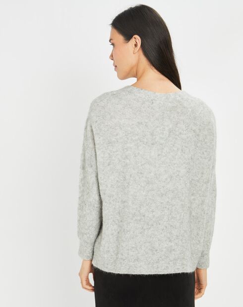 Cardigan en Laine & Mohair mélangés Basal à sequins gris