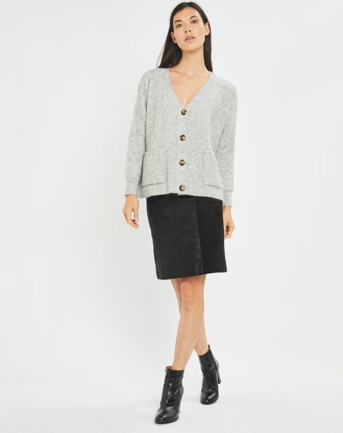 Cardigan en Laine & Mohair mélangés Basal à sequins gris