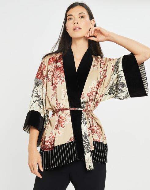 Kimono satiné Yoko piment beige