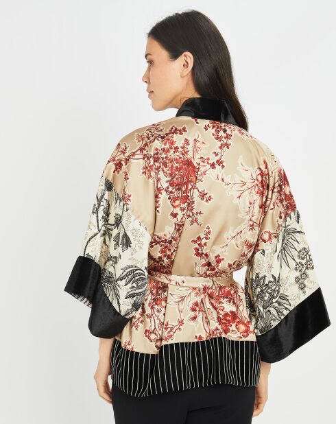 Kimono satiné Yoko piment beige