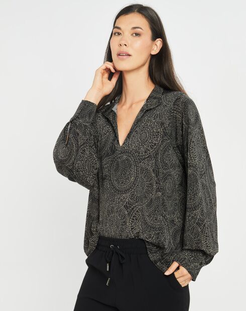 Blouse fluide Store imprimée rosace noire