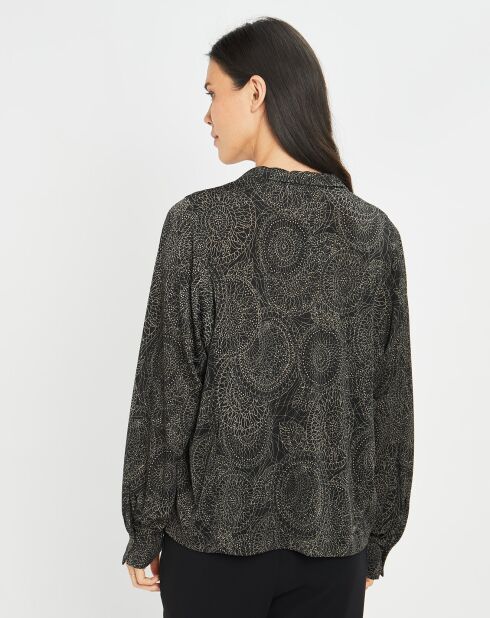 Blouse fluide Store imprimée rosace noire