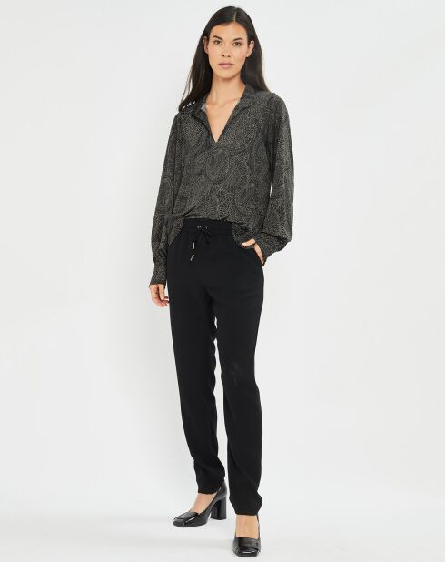 Blouse fluide Store imprimée rosace noire