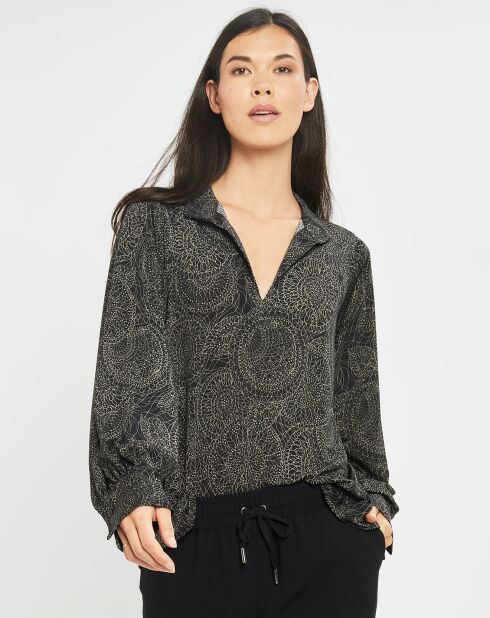 Blouse fluide Store imprimée rosace noire
