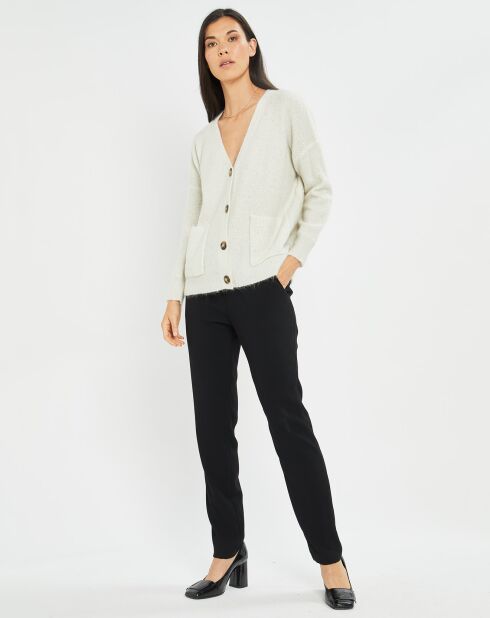 Cardigan en Laine & Mohair mélangés Basal à sequins blanc perle
