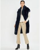 Manteau en Fausse Fourrure Luna bleu foncé