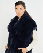 Manteau en Fausse Fourrure Luna bleu foncé