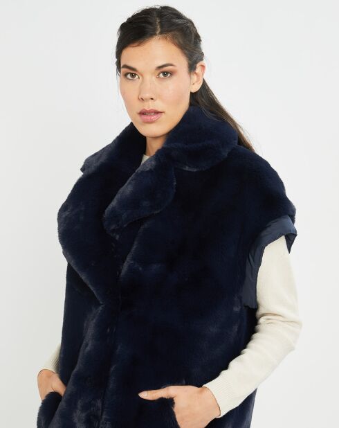 Manteau en Fausse Fourrure Luna bleu foncé