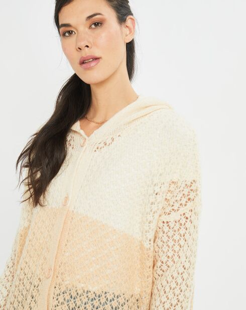 Gilet ajouré en Mohair mélangé Milane abricot/écru