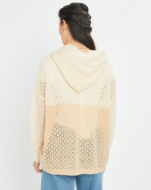Gilet ajouré en Mohair mélangé Milane abricot/écru