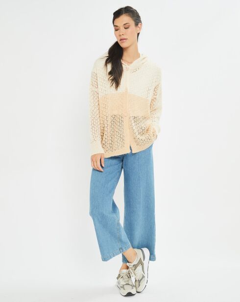 Gilet ajouré en Mohair mélangé Milane abricot/écru