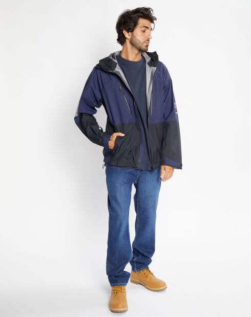 Parka légère à capuche Rainshell bleu marine/noir