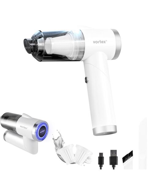 Aspirateur à main sans fil pliable avec éclairage LED  blanc