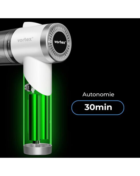 Aspirateur à main sans fil pliable avec éclairage LED  blanc