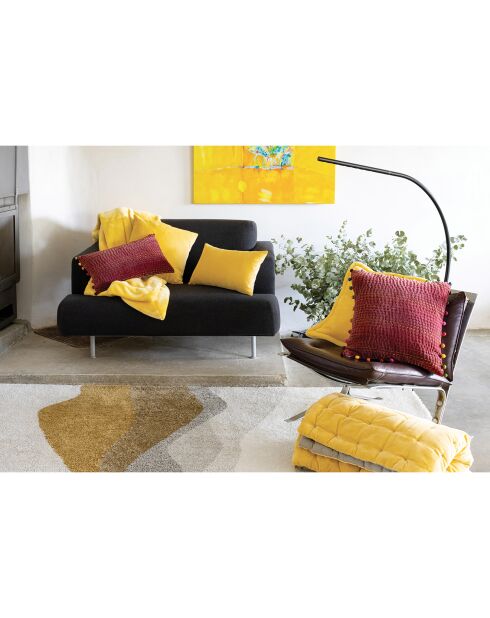 Coussin en fausse fourrure Tender mimosa - 50x50 cm