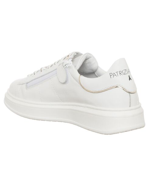 Sneakers en Cuir Vitello blanc/doré