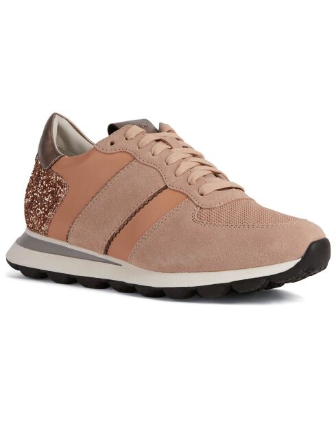 Baskets en Velours de Cuir Spherica nude
