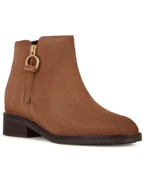 Bottines en Velours de Cuir Larysse ambre