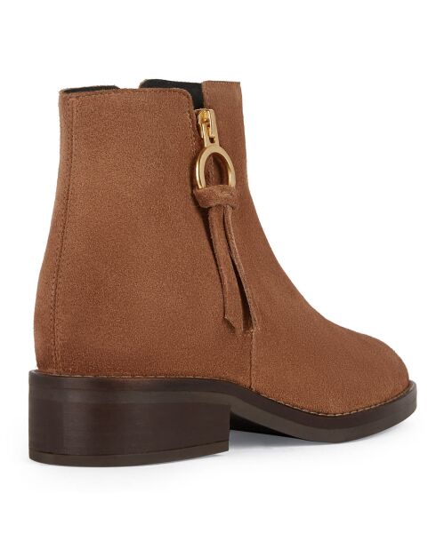 Bottines en Velours de Cuir Larysse ambre