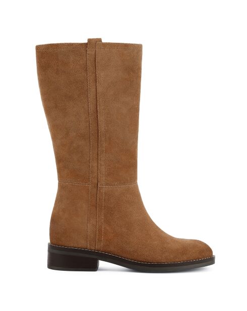 Bottes en Velours de Cuir Larysse ambre