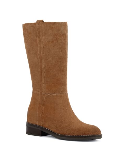 Bottes en Velours de Cuir Larysse ambre