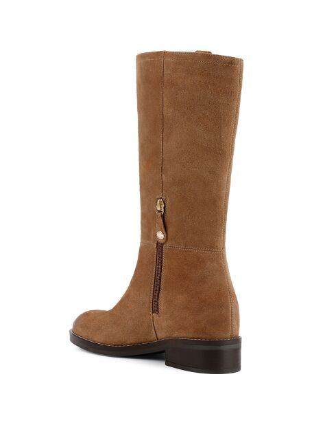 Bottes en Velours de Cuir Larysse ambre