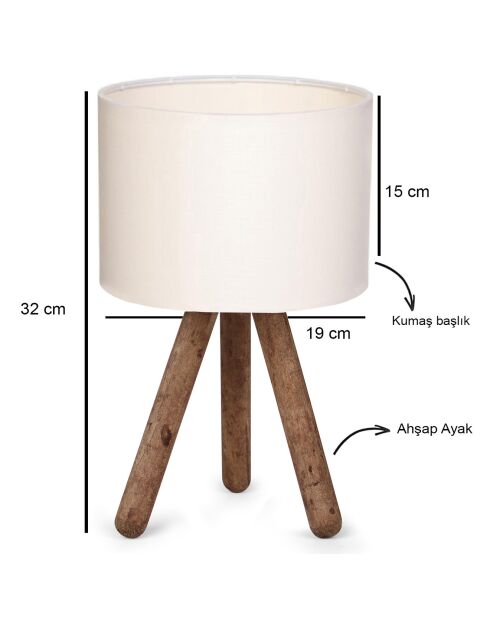 Lampe de table Ayd crème - 19x15x32 cm