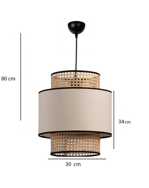 Ayd beige/zwarte hanglamp - D.30x34 cm