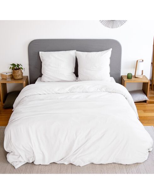 Juego de funda nórdica de microfibra blanca lavada