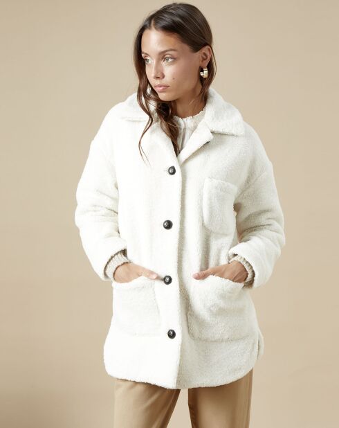 Manteau en Fausse Fourrure Vodile  écru