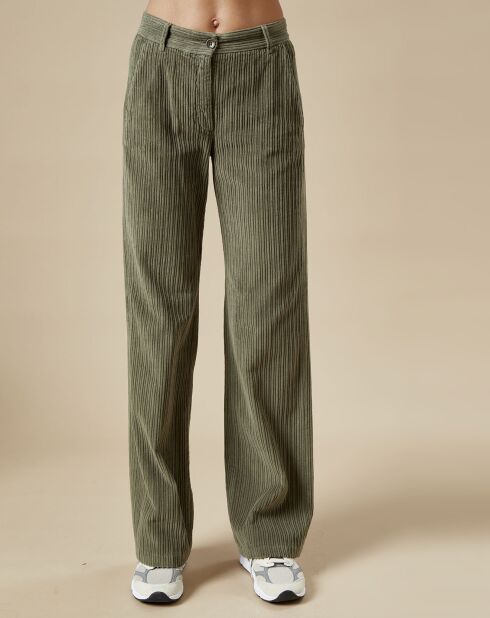 Pantaloni in velluto a coste color kaki Prago