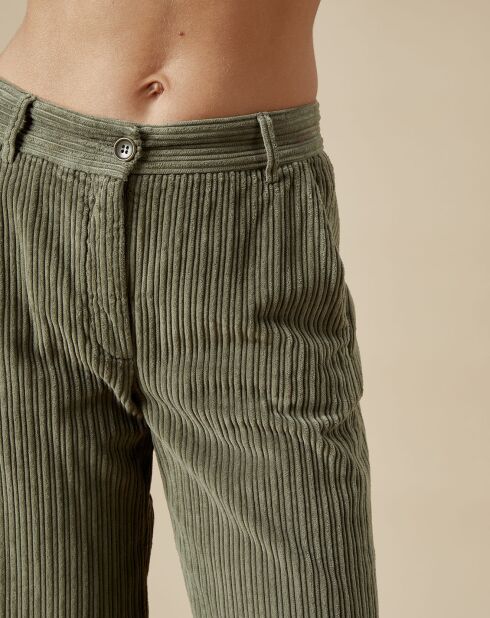 Pantaloni in velluto a coste color kaki Prago